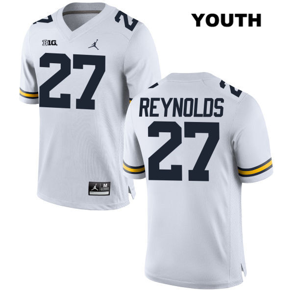 Youth NCAA Michigan Wolverines Hunter Reynolds #27 White Jordan Brand Authentic Stitched Football College Jersey RB25I78NG